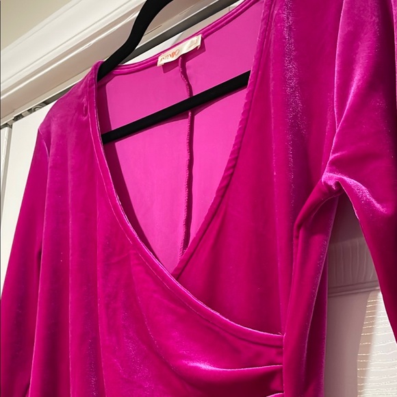 Womens Velvet Faux Wrap Dress Size S Coquette Holiday NYE Event Glam Romantic - Picture 9 of 9